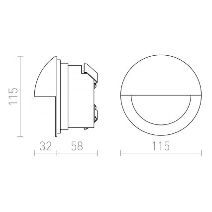 RED - Design Rendl - R10558 - LED Vonkajšie vstavané svietidlo ASTERIA LED/3W/230V IP54