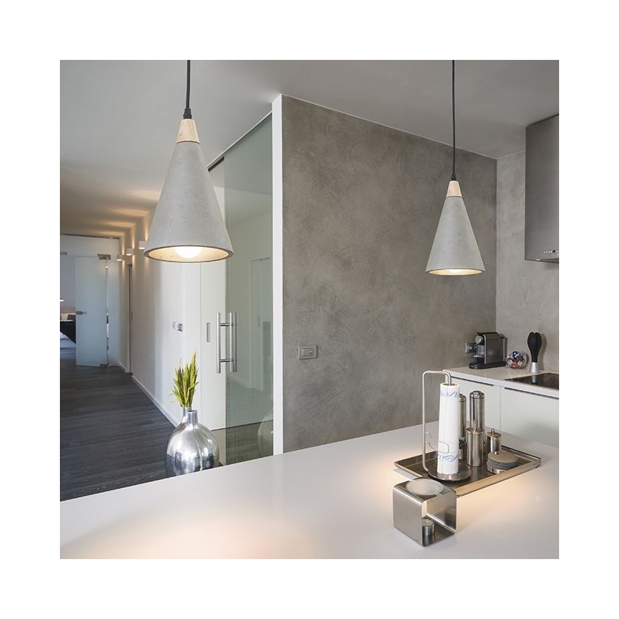 RED - Design Rendl - R12380 - Luster na lanku HEIDI 1xE27/28W/230V betón/drevo