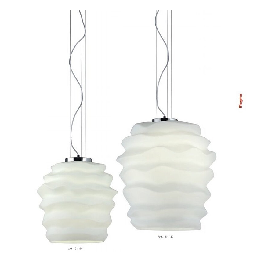 Redo 01-1141 - Závesné svietidlo MAGMA na lanku 1xE27/42W/230V priemer 30 cm lesklý chróm/biela