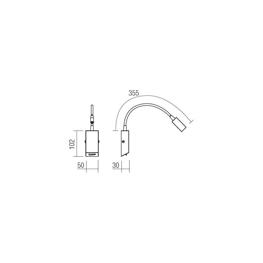 Redo 01-1194 - LED Flexibilná lampička HELLO LED/3W/230V čierna