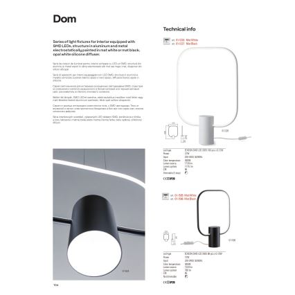 Redo 01-1226 - LED stmievateľná stolová lampa DOM LED/21W/230V biela