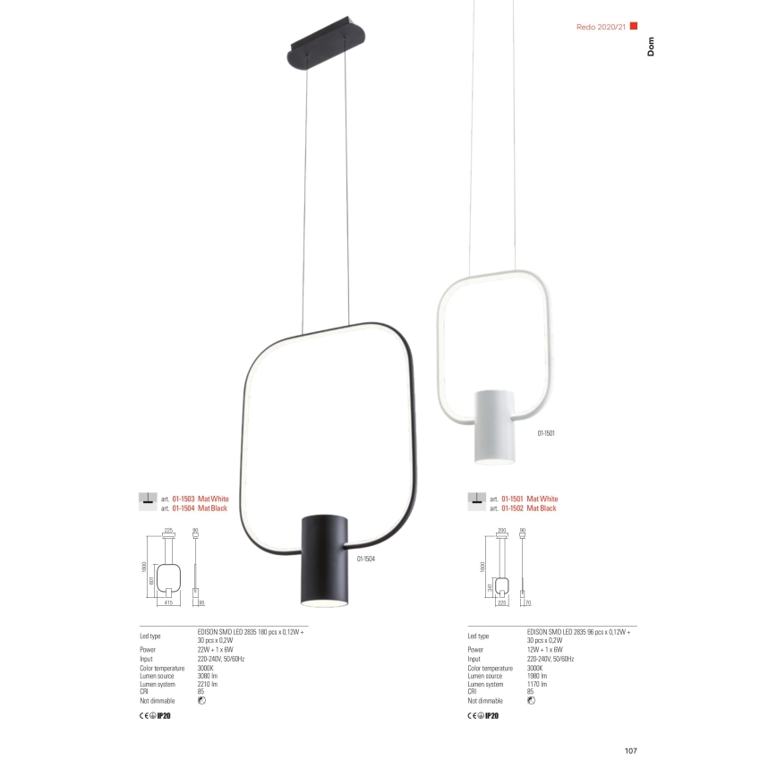 Redo 01-1226 - LED stmievateľná stolová lampa DOM LED/21W/230V biela
