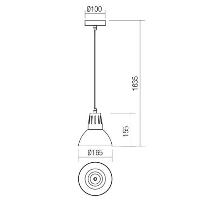 Redo 01-1279 - Luster na lanku PEEP 1xE27/42W/230V pr. 16,5 cm čierna
