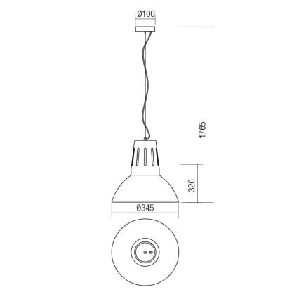 Redo 01-1282 - Závesný luster na lanku PEEP 1xE27/42W/230V pr. 34,5 cm biela