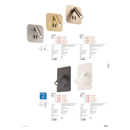 Redo 01-1491 - LED nástenné svietidlo QUDA LED/6W/230V + LED/3W CRI 90 USB biela