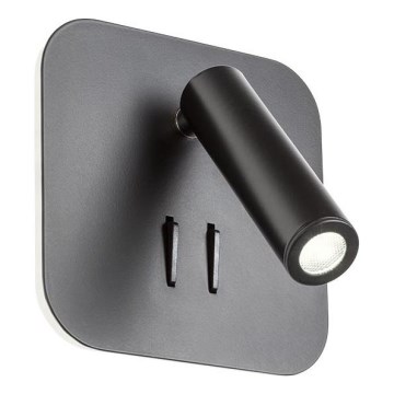 Redo 01-1492 - LED nástenné svietidlo QUDA LED/6W/230V + LED/3W CRI 90 čierna