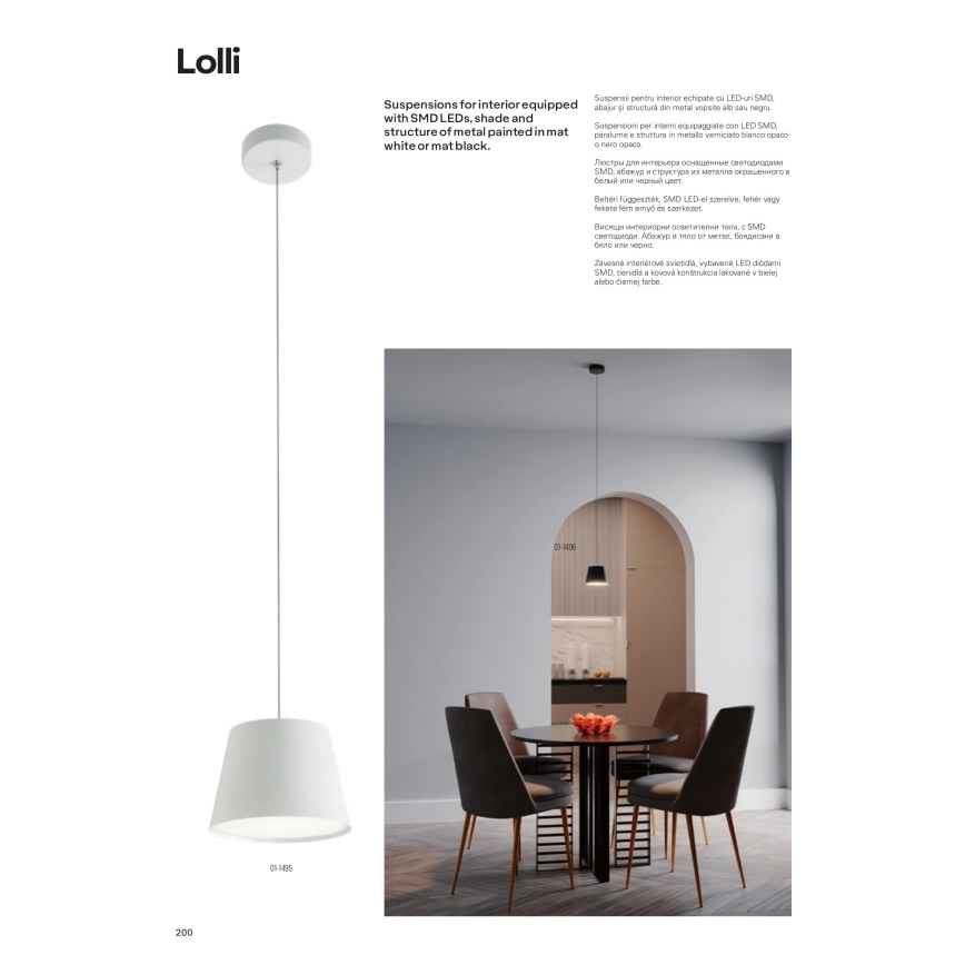 Redo 01-1495 - LED závesný luster na lankách LOLLI LED/6W/230V priemer 14 cm biela