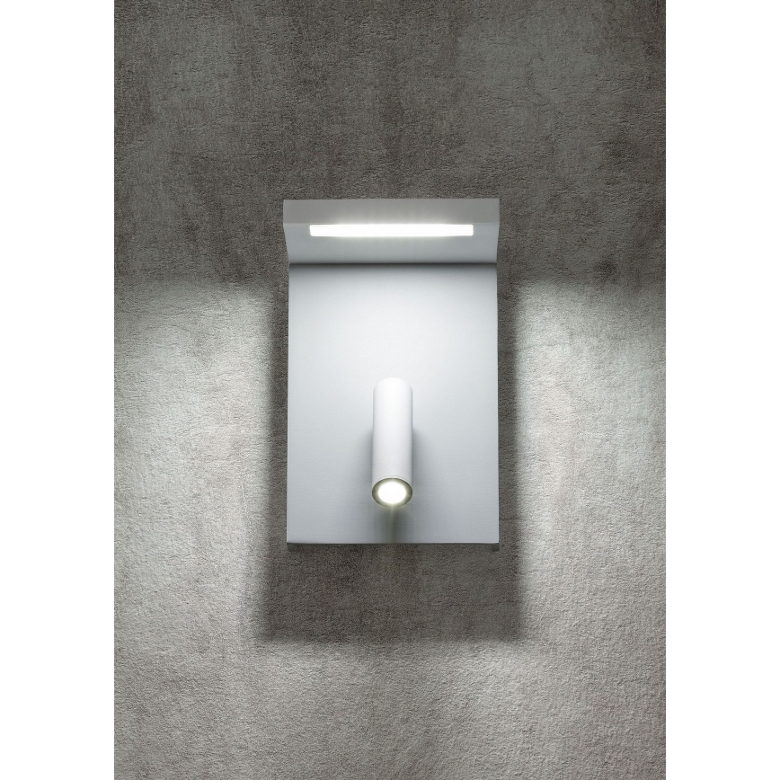 Redo 01-1499 - LED Nástenné bodové svietidlo AGOS LED/6W/230V + LED/3,2W USB biela