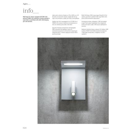 Redo 01-1500 - LED Nástenné bodové svietidlo AGOS LED/6W/230V + LED/3,2W USB čierna