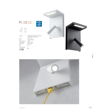 Redo 01-1500 - LED Nástenné bodové svietidlo AGOS LED/6W/230V + LED/3,2W USB čierna