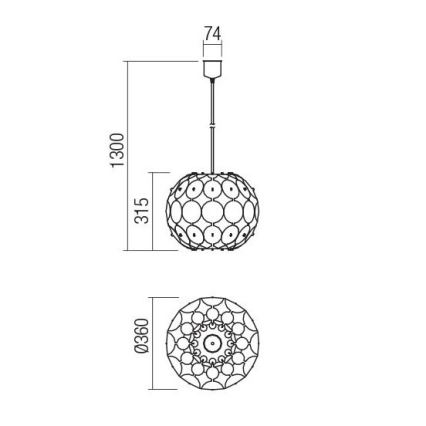 Redo 01-1508 - Luster na lanku ODEON 1xE27/42W/230V pr. 36 cm zlatá