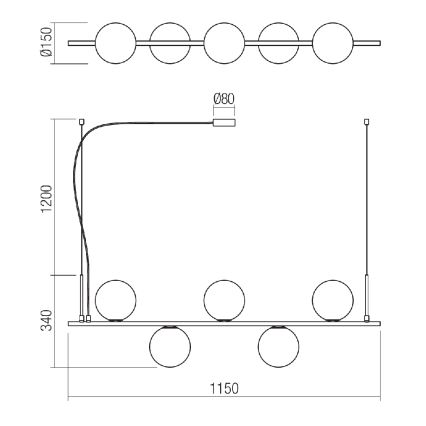 Redo 01-1635 - Luster na lanku TALIS 5xE14/28W/230V