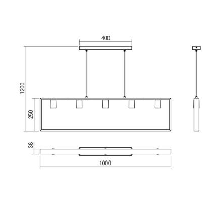 Redo 01-1666 - Luster na lanku TIMBER 5xE27/42W/230V buk