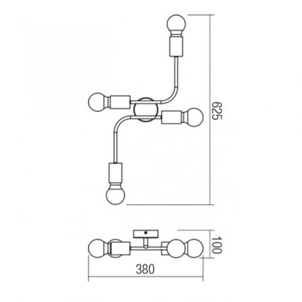 Redo 01-1669 - Stropné svietidlo YAK 4xE27/42W/230V