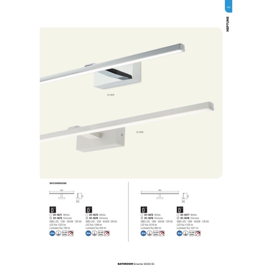 Redo 01-1671 - LED Kúpeľňové osvetlenie zrkadla NEPTUNE LED/12W/230V IP44