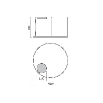 Redo 01-1713 - LED Stmievateľný luster na lanku ORBIT LED/55W/230V bronz