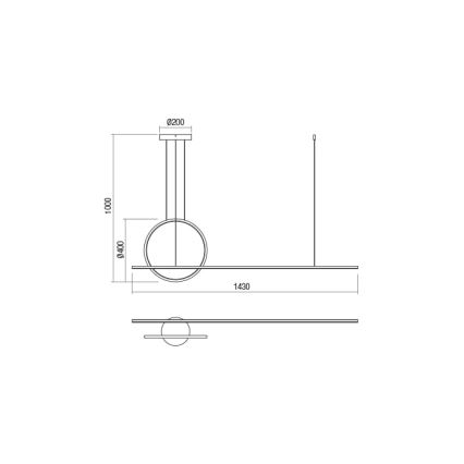 Redo 01-1735 - LED Stmievateľný luster na lanku GIOTTO LED/46W/230V čierna