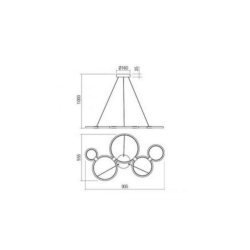 Redo 01-1742 - LED Luster na lanku RADIUS LED/45W/230V