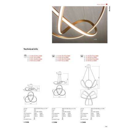 Redo 01-1784 - LED Stmievateľný luster na lanku NUCLEO LED/55W/230V biela