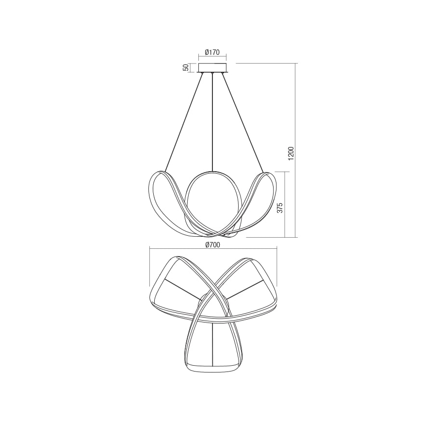 Redo 01-1784 - LED Stmievateľný luster na lanku NUCLEO LED/55W/230V biela