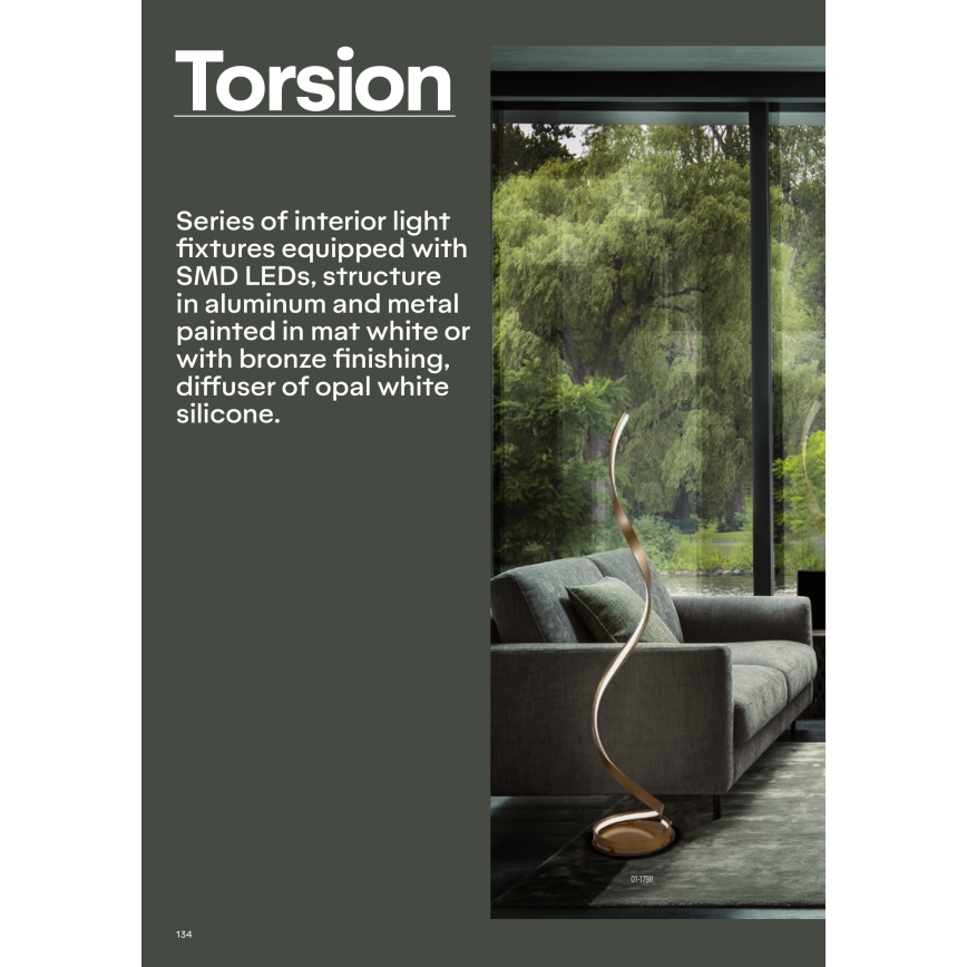 Redo 01-1797 - LED stmievateľná stojaca lampa TORSION LED/24W/230V biela