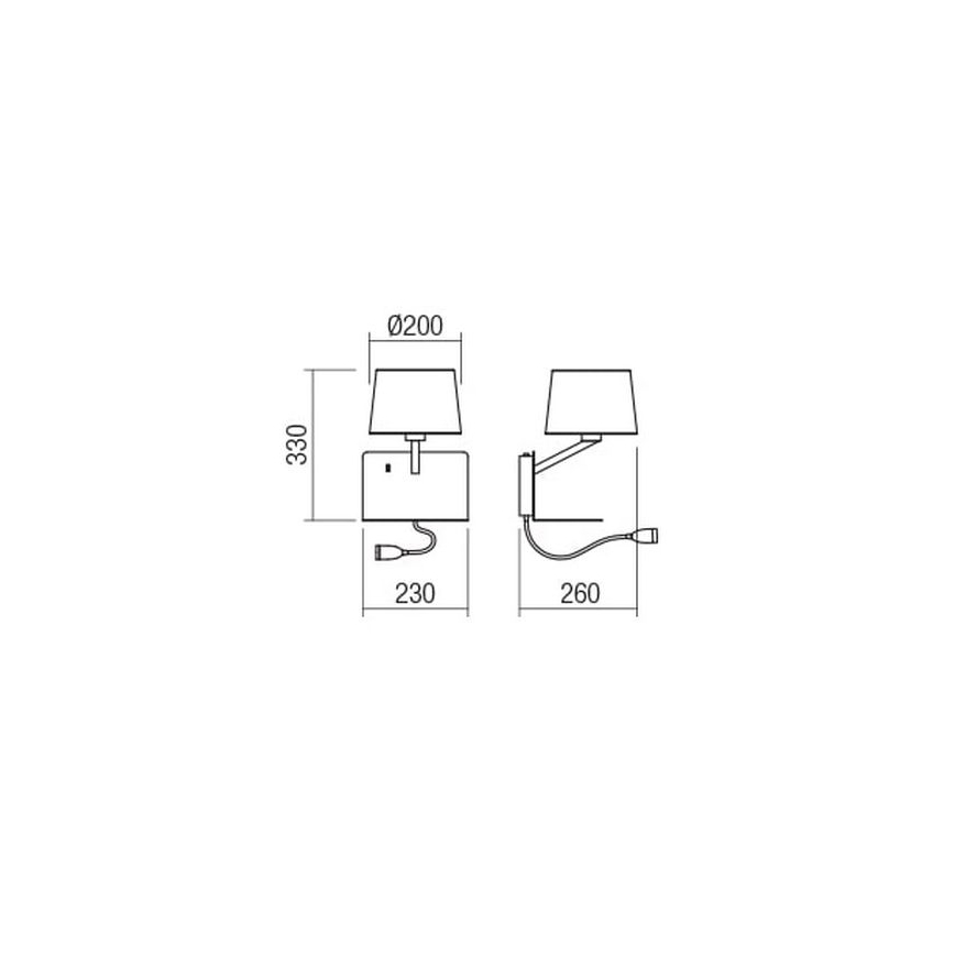 Redo 01-1807 - LED Nástenné svietidlo s flexibilnou lampičkou TOMO 1xE27/42W/230V + LED/3W/230V biela