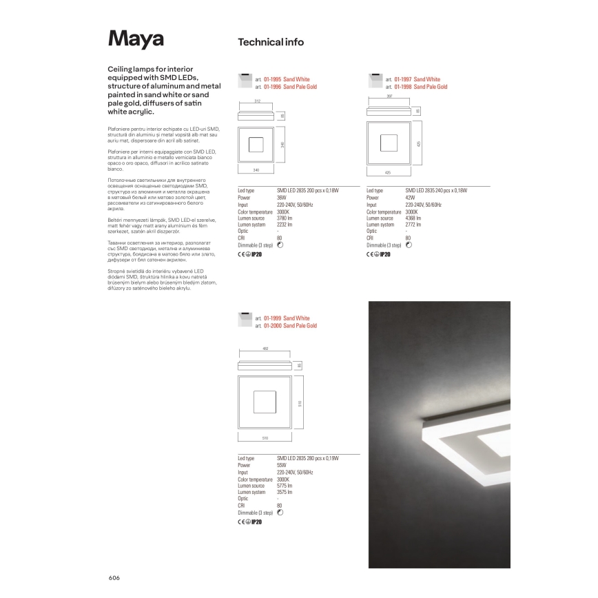 Redo 01-2004 - Stropné stmievateľné LED svietidlo MAYA LED/75W/230V pr. 60 cm zlaté