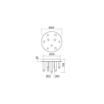 Redo 01-2042 - LED Stropné svietidlo MADISON 9xLED/4W/230V lesklý chróm/čierna/meď