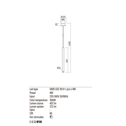 Redo 01-2043 - LED Luster na lanku MADISON LED/4W/230V zlatá