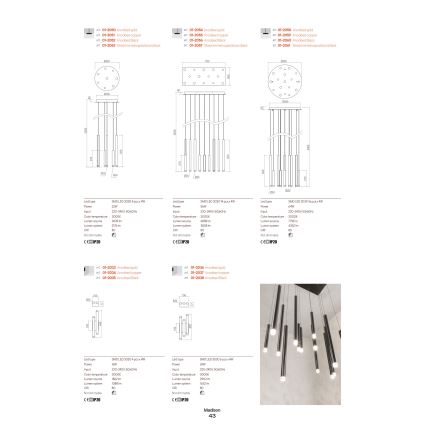 Redo 01-2053 - LED Luster na lanku MADISON 8xLED/4W/230V lesklý chróm/čierna/meď