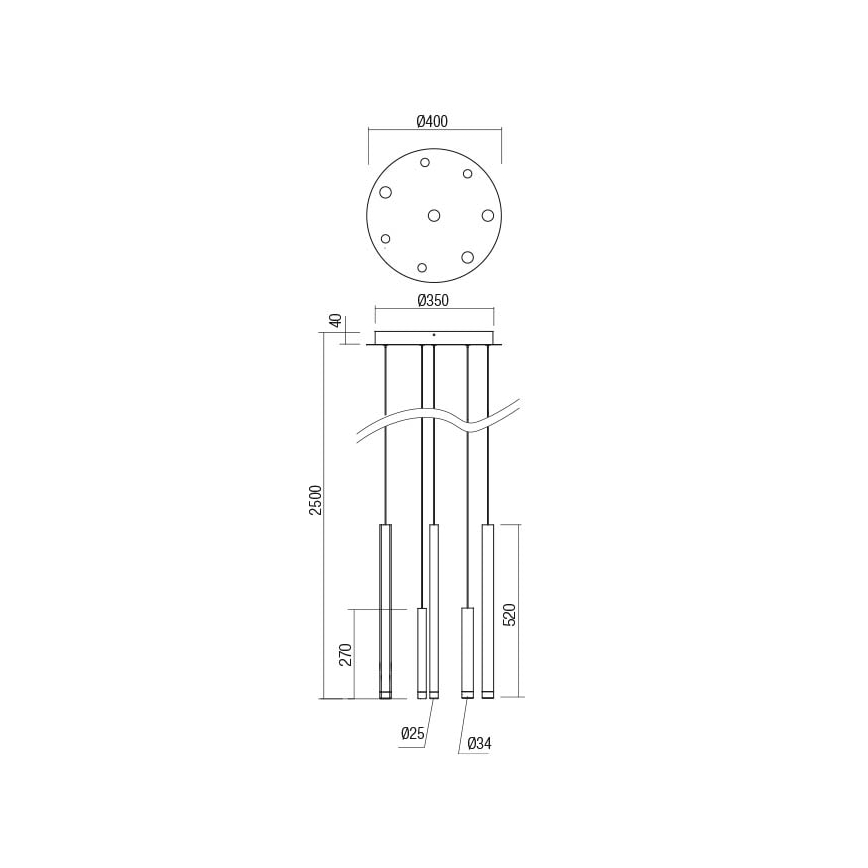 Redo 01-2053 - LED Luster na lanku MADISON 8xLED/4W/230V lesklý chróm/čierna/meď