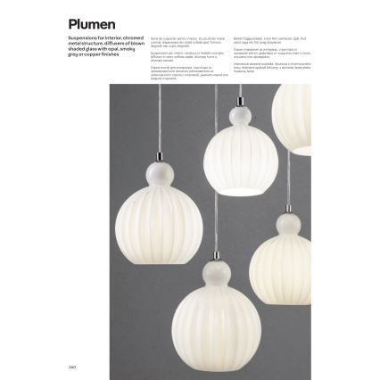 Redo 01-2063 - Luster na lanku PLUMEN 1x/E14/40W/230V pr. 15 cm šedá