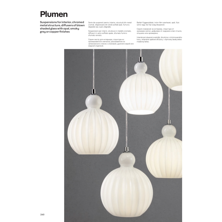 Redo 01-2063 - Luster na lanku PLUMEN 1x/E14/40W/230V pr. 15 cm šedá