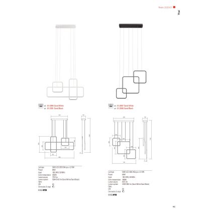 Redo 01-2098 - LED Stmievateľný luster na lanku THAI LED/66W/230V 3000K čierna