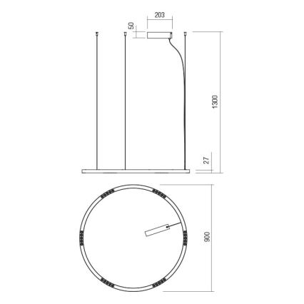 Redo 01-2205 - LED Luster na lanku UNION LED/50W/230V 3000K pr. 90 cm biela