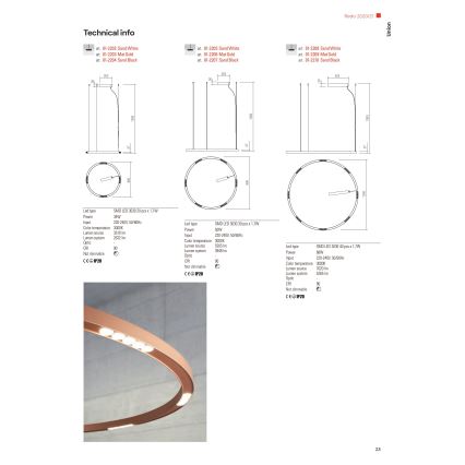 Redo 01-2208 - LED Luster na lanku UNION LED/68W/230V 3000K pr. 120 cm biela