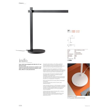 Redo 01-2213 - LED Stmievateľná dotyková stolná lampa OMEO LED/5,5W/230V 3000/4500/6500K čierna