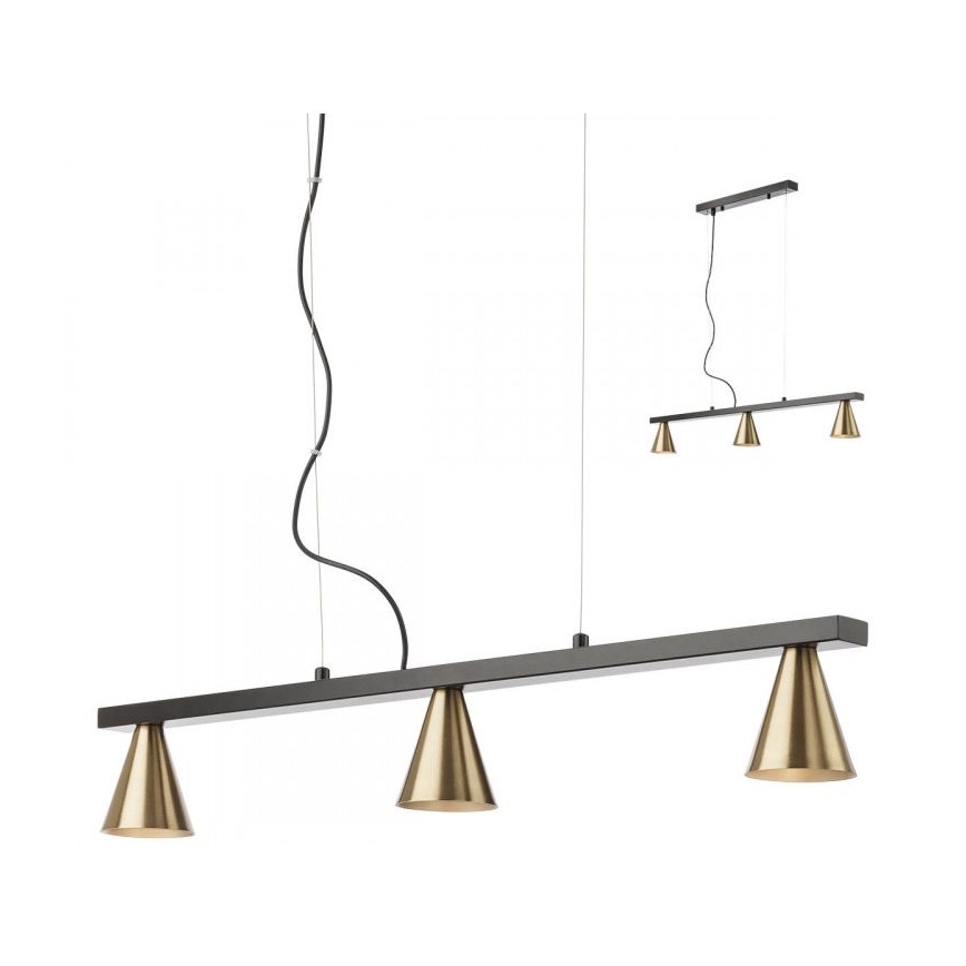 Redo 01-2218 - Luster na lanku ZUMA 3xGU10/15W/230V čierna/zlatá