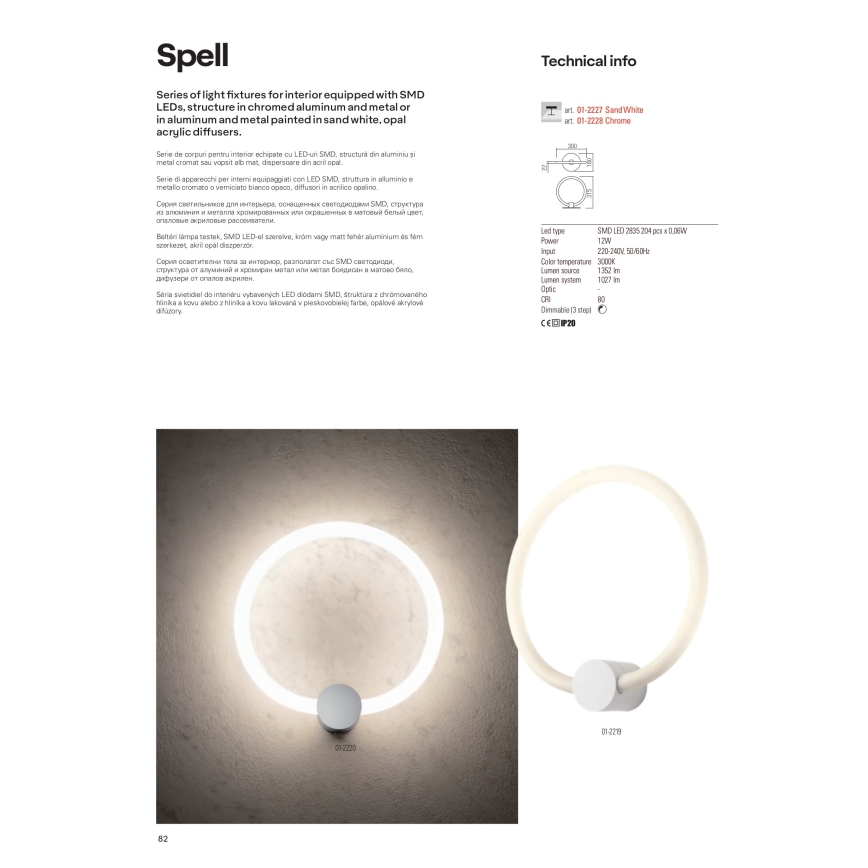 Redo 01-2221 - LED stmievateľné stropné svietidlo SPELL LED/32W/230V biela
