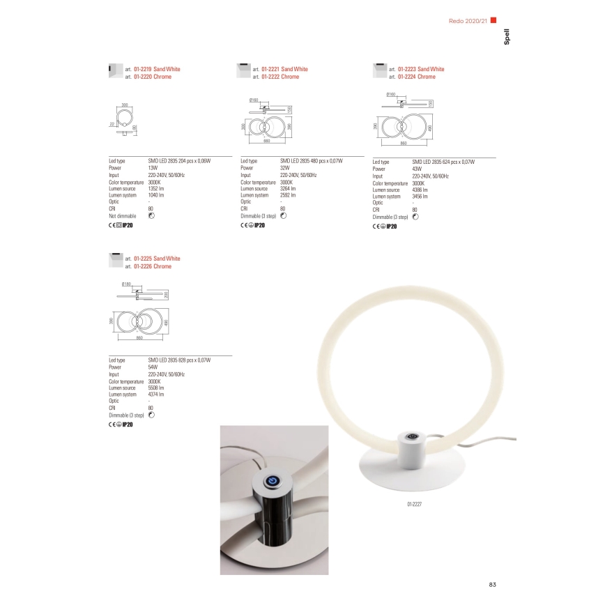 Redo 01-2222 - LED stmievateľné stropné svietidlo SPELL LED/32W/230V lesklý chróm