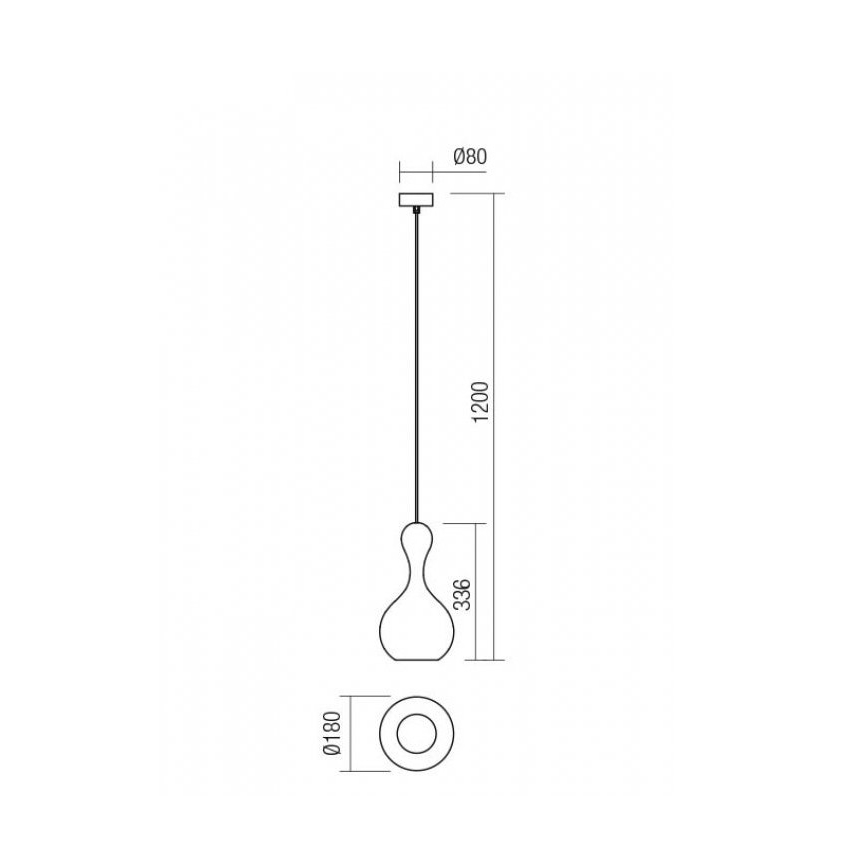 Redo 01-2257 - Luster na lanku LOB 1xE27/42W/230V pr. 18 cm meď