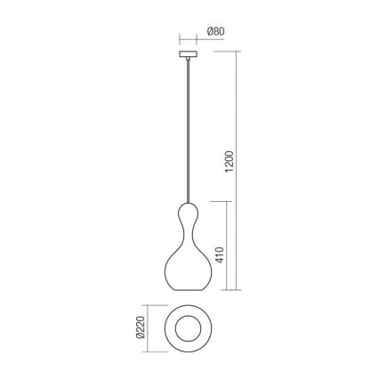 Redo 01-2260 - Luster na lanku LOB 1xE27/42W/230V pr. 22 cm meď