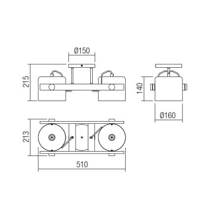 Redo 01-2400 - Stropné svietidlo POOH 2xE27/42W/230V buk