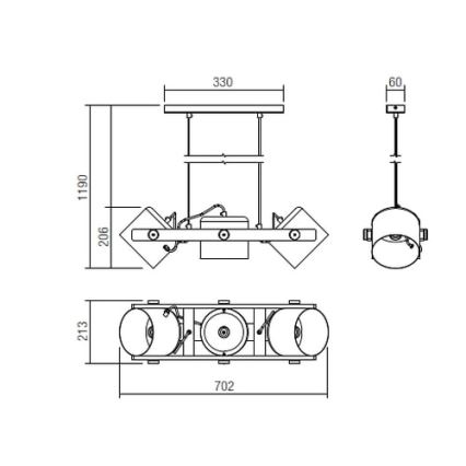 Redo 01-2403 - Luster na lanku POOH 3xE27/42W/230V buk