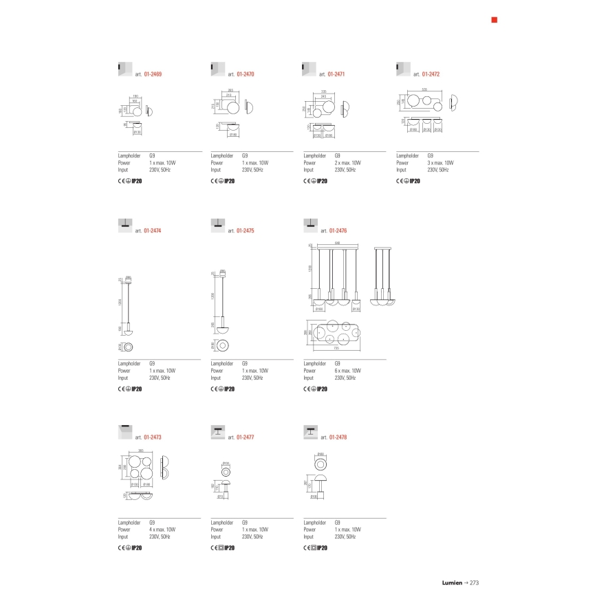 Redo 01-2469 - Nástenné svietidlo LUMIEN 1xG9/10W/230V zlaté/biele