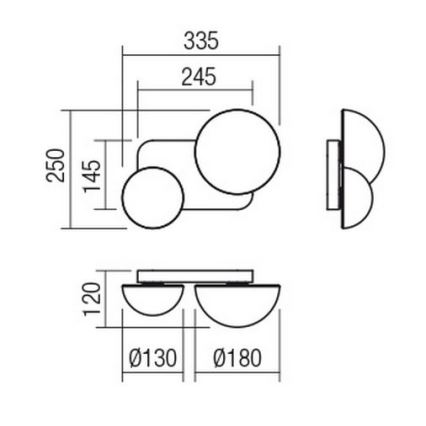 Redo 01-2471 - Nástenné svietidlo LUMIEN 2xG9/10W/230V zlatá/biela