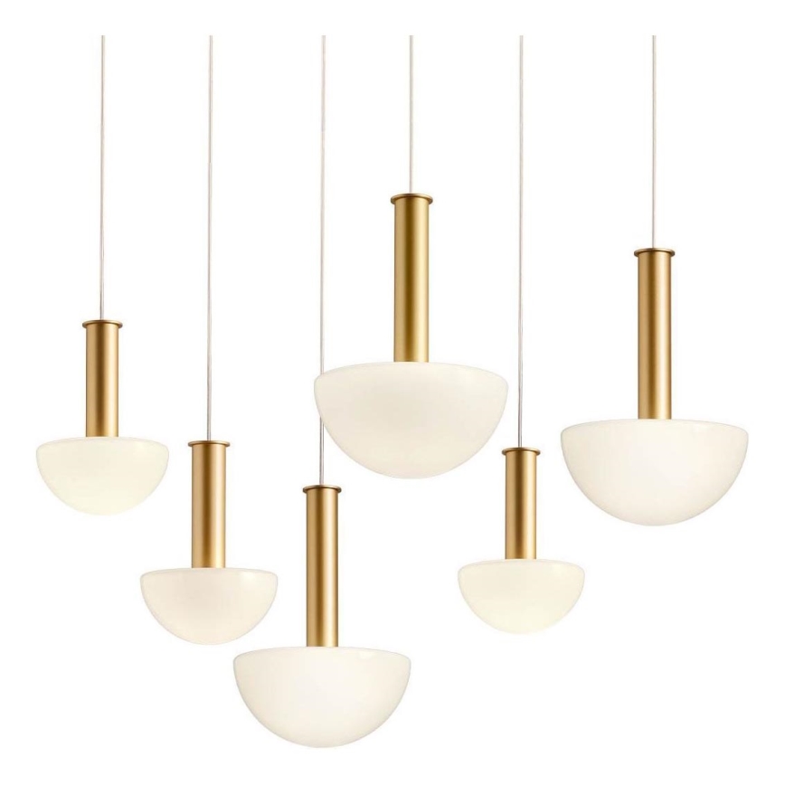 Redo 01-2476 - Luster na lanku LUMIEN 6xG9/10W/230V zlatá/biela