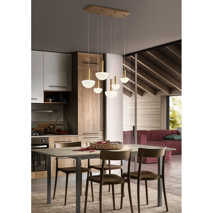 Redo 01-2476 - Luster na lanku LUMIEN 6xG9/10W/230V zlatá/biela