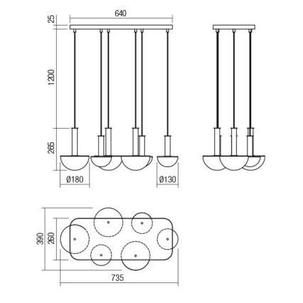 Redo 01-2476 - Luster na lanku LUMIEN 6xG9/10W/230V zlatá/biela