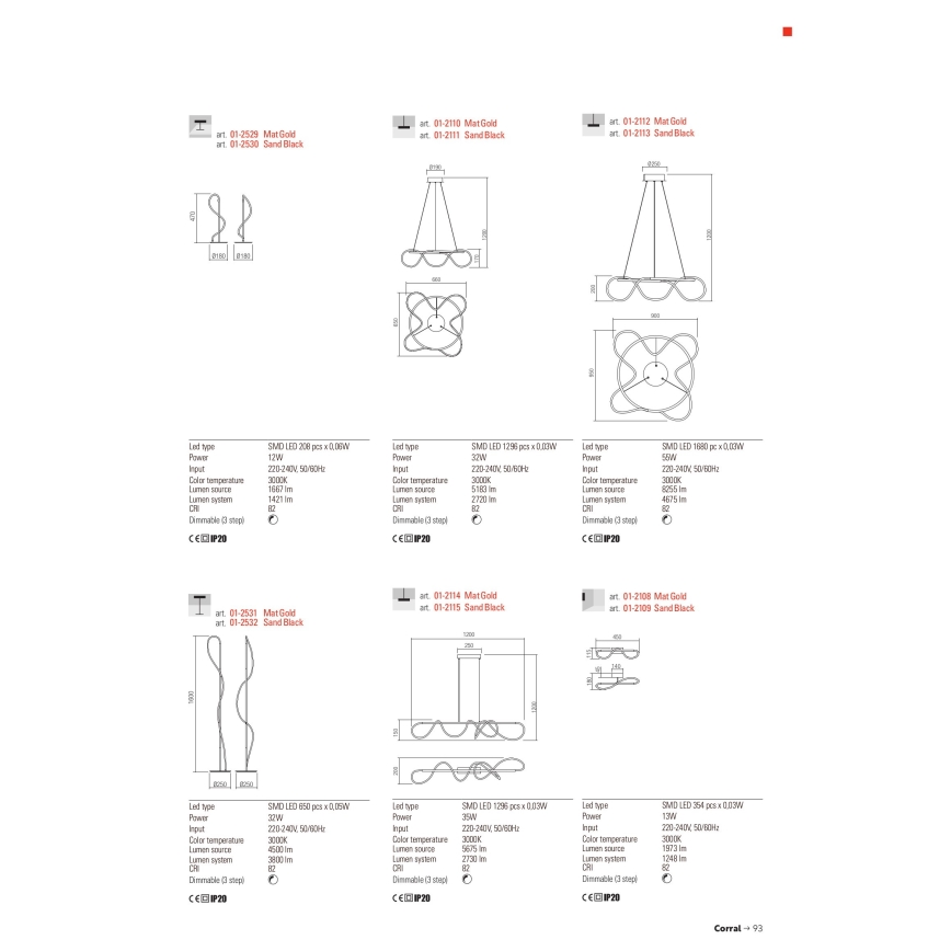 Redo 01-2529 - LED Stmievateľná stolná lampa CORRAL LED/12W/230V zlatá